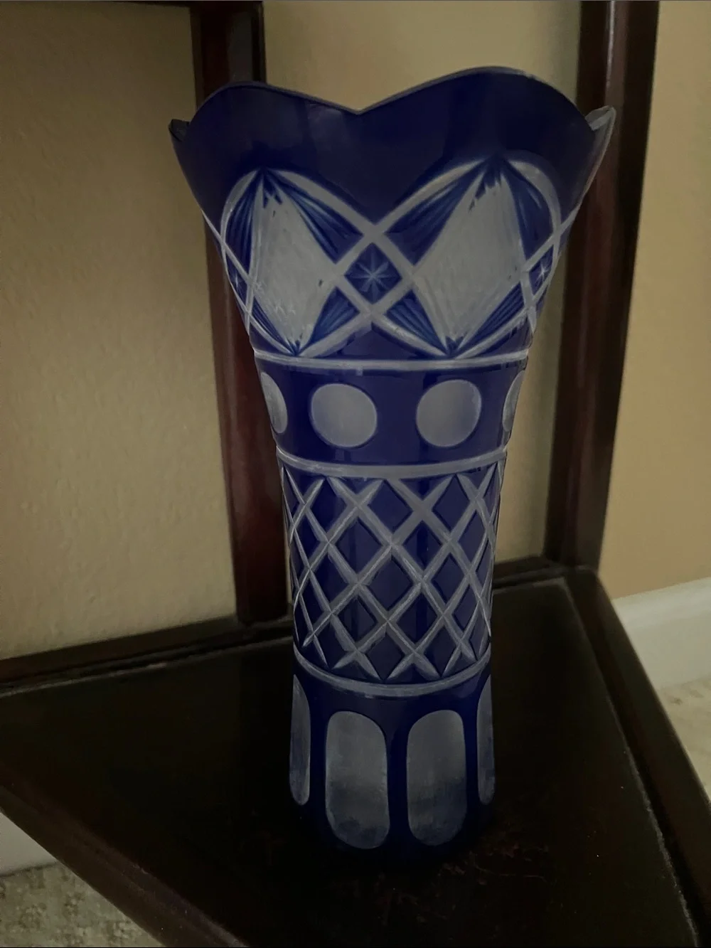 Cobalt Blue Cut Crystal Vase - Elegant Home Accent 9
